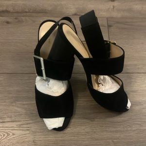 Sling back black sandals